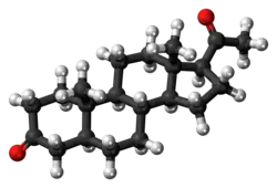 Ball-and-stick diagram of the same steroid