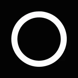 A white circle on black ground