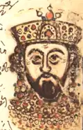 Portrait of Heraclius (r. 610–641), whose reign saw the loss of Byzantine Egypt and the Levant to the Rashidun Caliphate.