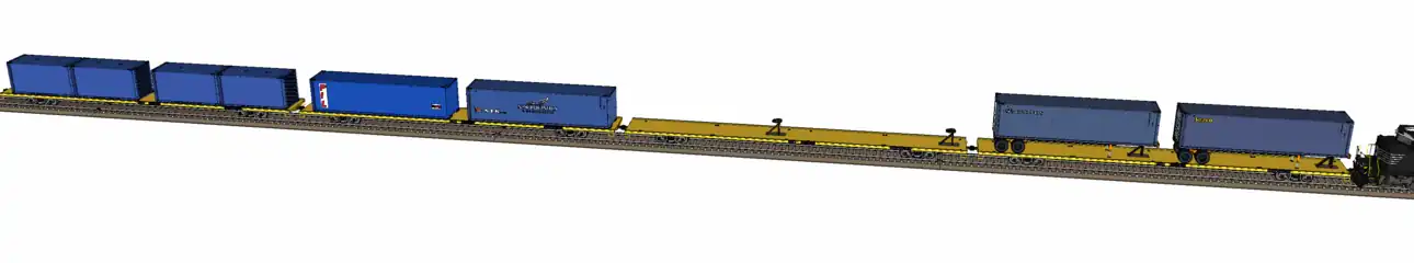 Four 89-foot (27.13&nbsp;m) long intermodal flatcars