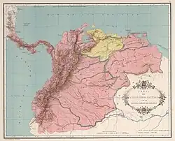 Viceroyalty of New Granada, (Province of Venezuela in yellow)