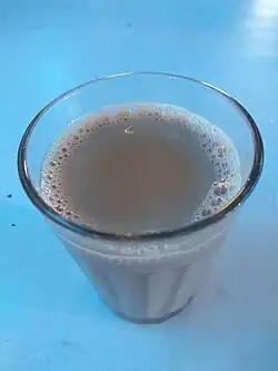 A glass of milk tea in Nepal