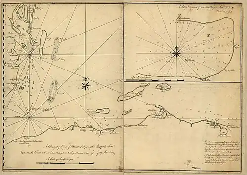A draught of the Bay of Honduras and part of the Musquetto Shore (1764 by G. Robertson)