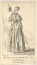 Louis Desplaces after Antoine Watteau, Mlle Desmares joüant le rôle de Pelerine, 1710s, etching; Metropolitan Museum of Art, New York City