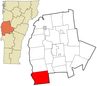 Location in Addison County and the state of Vermont.