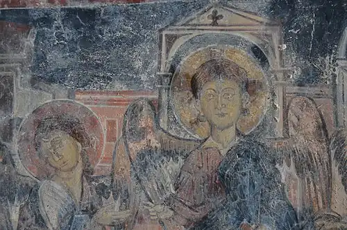 St Nicholas - fresco of the Hospitality of Abraham (detail)