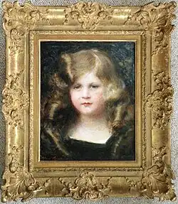 Portrait of a girl by Aimé Nicolas Morot, painted in 1909 and in original frame. Oil on canvas, size 32 x 40&nbsp;cm.