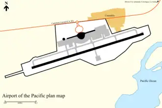 A map showing the planned location of the Airport of the Pacific near the village of Condadillo
