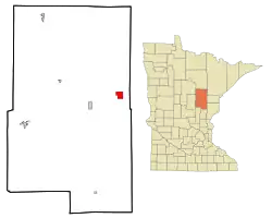 Location of the city of Tamarack within Aitkin County, Minnesota