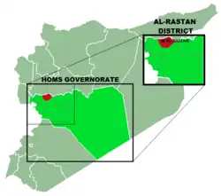 Map of ar-Rastan District within Homs Governorate