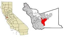 Location in Alameda County and the state of California