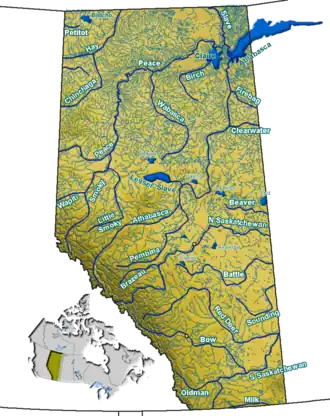 Rivers and lakes in Alberta