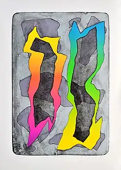 Figures-flames, lithograph 59 x 39,5&nbsp;cm, 1993