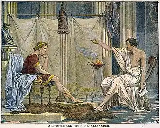 By Charles Laplante&nbsp;[fr] "That most enduring of romantic images, Aristotle tutoring the future conqueror Alexander".[168] 1866
