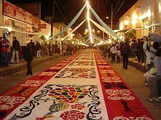 Image 78Sawdust carpet made during "The night no one sleeps" in Huamantla, Tlaxcala (from Culture of Mexico)