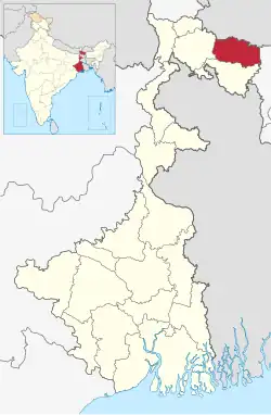 Location of Alipurduar district in West Bengal