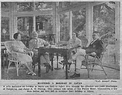 Atholl MacGregor, Chief Justice of Hong Kong and Allan Mossop, Judge of the British Supreme Court for China, at the Fujiya Hotel in 1935