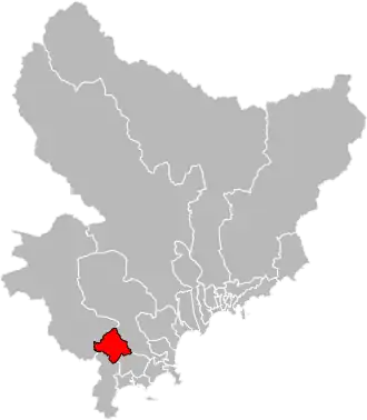 Situation of the canton of Grasse-2 in the department of Alpes-Maritimes
