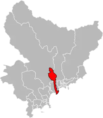 Situation of the canton of Nice-3 in the department of Alpes-Maritimes
