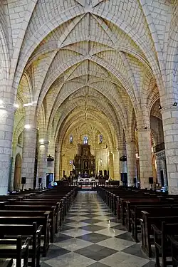 Six-part rib vaults of ceiling of the Cathedral of Santo Domingo (1504–1550), Dominican Republic