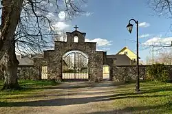 Churchyard wall with gate