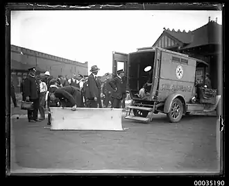 Ambulance at Fort Macquarie following the accident