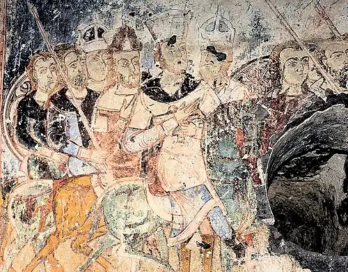 Departure of Armenian king Tiridates III (c.250–330) with the Entourage of Georgian (Iberian), Laz and Albanian Kings for Their Christening. Zakarid church of Tigran Honents, Ani, 1215.[4][24][25][26]