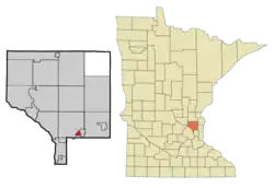 Location of the city of Lexington within Anoka County, Minnesota
