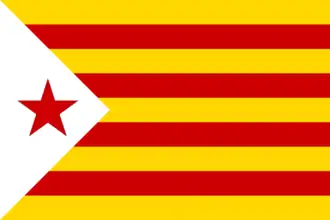 Estelada used by the PSAN (1968-1977), Marxist Unification Movement (1977-1978), Catalan Workers Bloc (1978-1982) and Left Bloc for National Liberation (1979-1982).