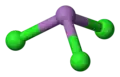 Ball and stick model of antimony trichloride
