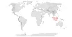 Map showing the range of Apis koschevnikovi