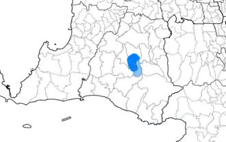 alt= &nbsp;&nbsp;Areas where the Baduy language is spoken predominately &nbsp;&nbsp;areas where the Baduy language is spoken in a minority
