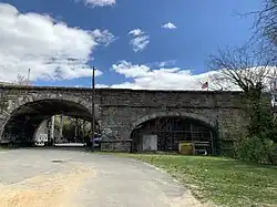 Aqueduct Bridge remnants seen from below (2022)