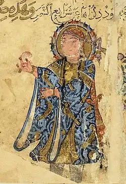 A Jariya prostitute, in the Maqamat al-Hariri (Arabe 3929), also thought to belong to the same Artuqid school of painting.[21][19]