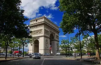 View of the Arc de Triomphe from the Avenue d'Iéna, 2012.