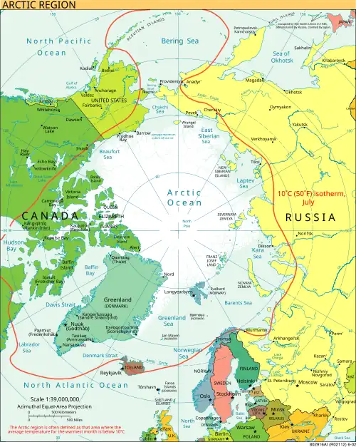 The Arctic region border