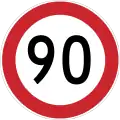 Maximum speed limit (90&nbsp;km/h)