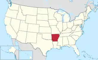 Location of Arkansas within the United States