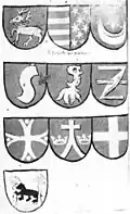 In Armorial Lyncenich from the 15th century (in the upper right corner)