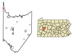 Location of Parker in Armstrong County, Pennsylvania.