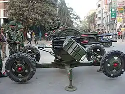 14.5&nbsp;mm ZPU-4 of Bangladesh Army positioned over Satmasjid Road, near Dhanmondi 8A road, pointing towards Pilkhana on 25 February 2009