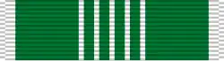 Width-44 myrtle green ribbon with width-3 white stripes at the edges and five width-1 stripes down the center; the central white stripes are width-2 apart