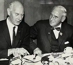 Aasen (right) with Norwegian prime minister Einar Gerhardsen