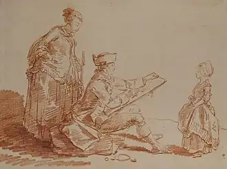 Artist Sketching a Young Girl (ca. 1773), red chalk, 25.5 x 33.8&nbsp;cm., Metropolitan Museum of Art