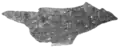 Black and white photograph of a body fragment from a bowl or cauldron