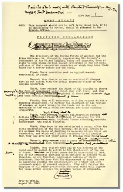 Winston Churchill's edited copy of the final draft of the Atlantic Charter