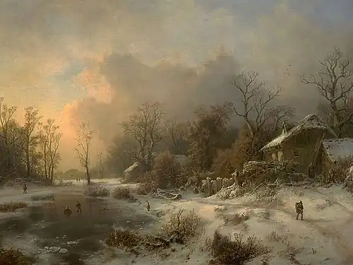 Winter Landscape with Frozen Pond