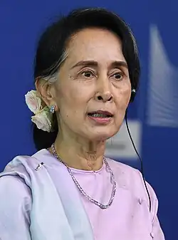 Aung San Suu Kyi at a religious ceremony in Nay Pyi Taw in 2019