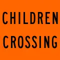 (R3-3) Children Crossing (flags are displayed near crossings around schools, orange variant, excluding the Northern Territory)