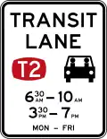 (R7-7-4) T2 Transit Lane Restriction (2 people or more (1 driver, 1 passenger))